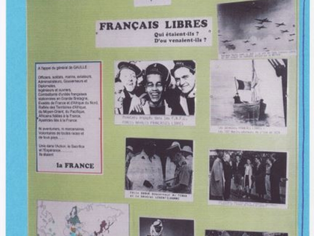 Au musée des blindés, une planche souvenir évoque la France libe et les images des cadets