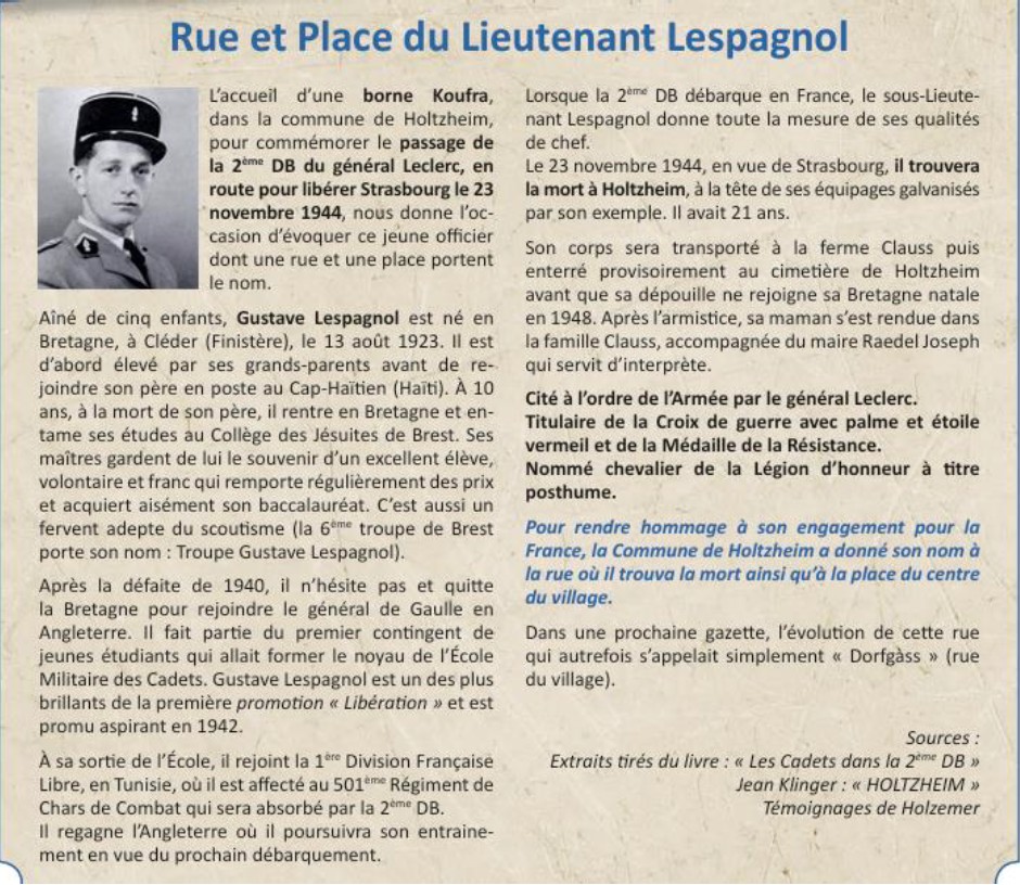 Hommage au lieutenant Gustave LESPAGNOL